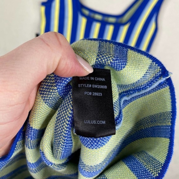 NWT Lulus Nayeli Blue Multi Striped Sleeveless Bodycon Sweater Dress-Small - Picture 7 of 7